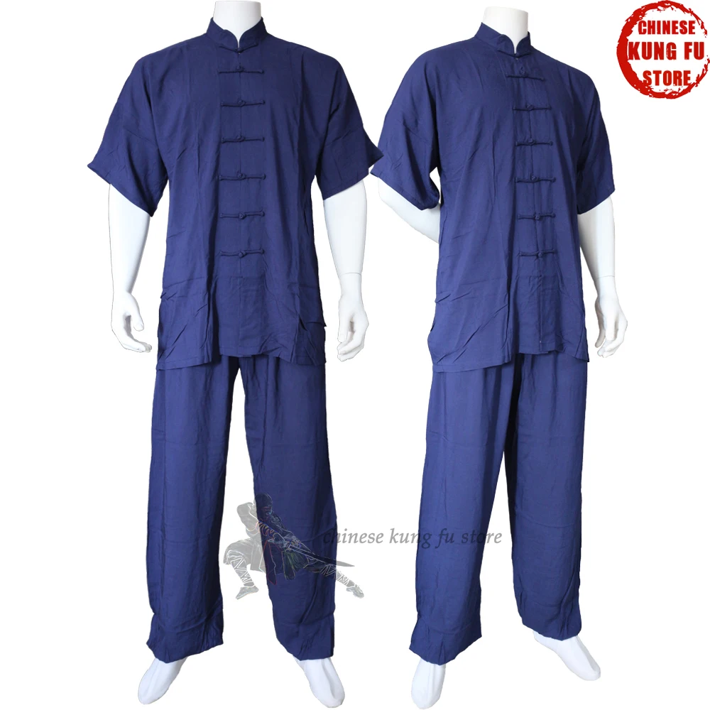 Высококачественный летний хлопковый костюм кунг фу с короткими рукавами