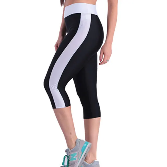 06-Black white Эластичные штаны для йоги 5XL 3/4, женские укороченные штаны, Капри, спортивные Леггинсы для женщин, для фитнеса, йоги, спортзала, леггинсы с высокой талией для девушек - Цвет: 06-Black white