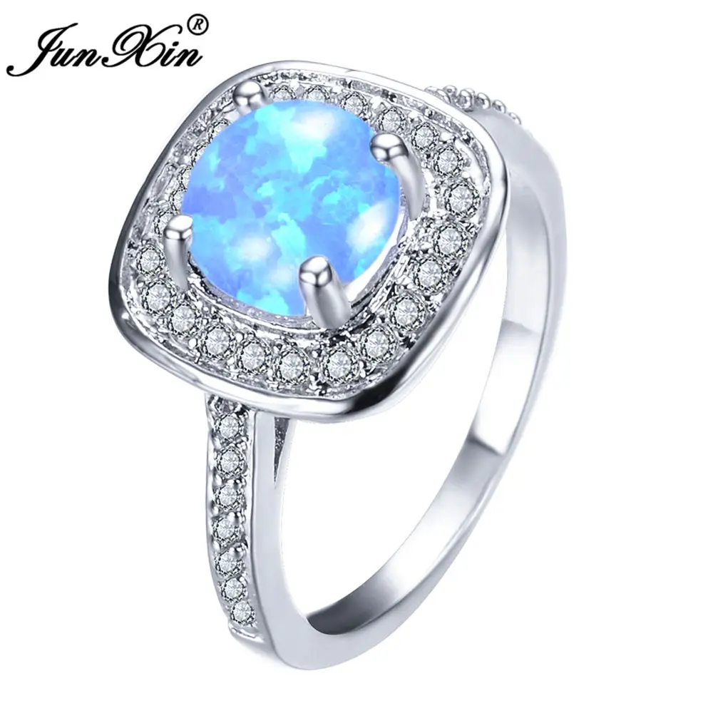 Мужское и женское Винтажное кольцо JUNXIN большой роскошный синий с камнем