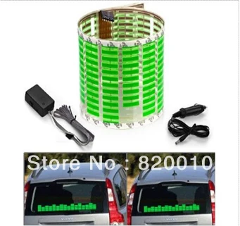 Free Ship 90cm * 25cm Green Sound music Activated Sticker Equalizer Glow Light for Car Auto Vehicle SUV |