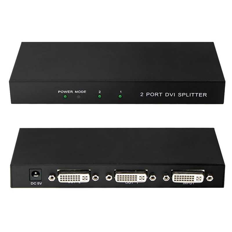 DVI сплиттер 1x2 1 в 2 выход DVI сплиттер видео HD 1080P с адаптером питания HDMI кабель