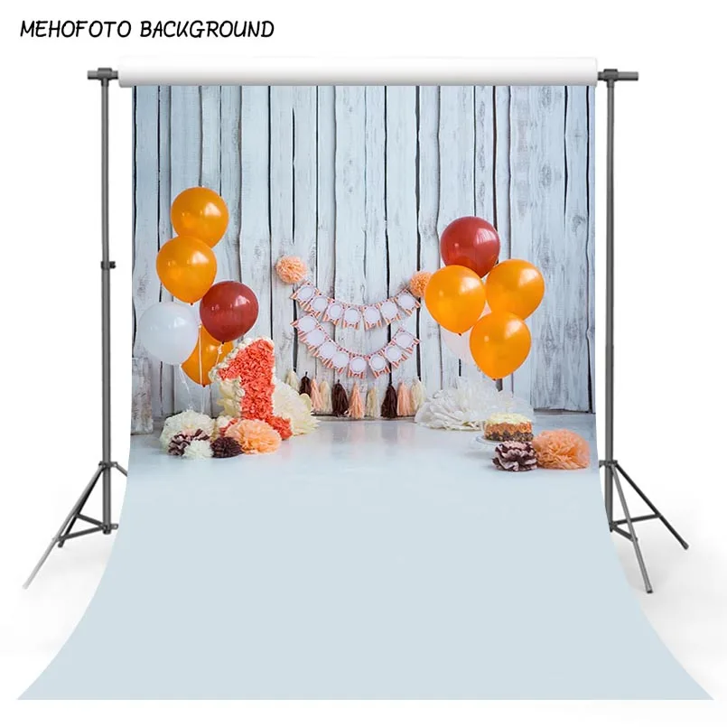 5X7 футов Шевроны стены воздушные шары 1-й день рождения торт Детские фотографии фоны индивидуальные фотографические фоны для фотостудии