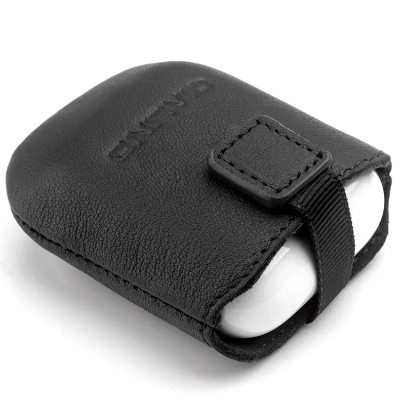 Black QIALINO кожаный чехол на ремешке для AirPods Apple, чехол из натуральной кожи, Мини Карманы, магнитное хранение наушников, сумка, черный - Цвет: Black