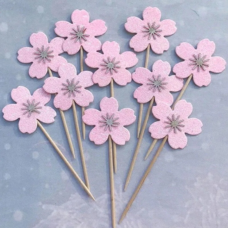 10pcs cherry blossom Слон кекс топперы 1st День рождения украшения Дети Babyshower его девочка мальчик пол раскрыть принадлежности - Цвет: 10pcs cherry blossom