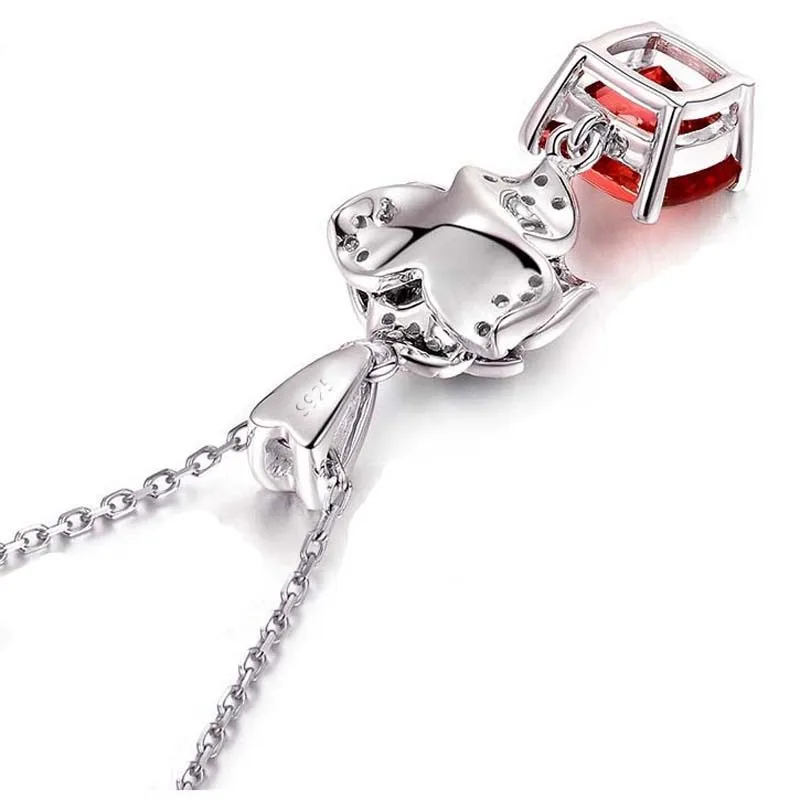 Натуральный 2ct гранат кулон ожерелье из стерлингового серебра 925 пробы Камелия