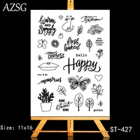 azsg leaves butterfly cat potted plant clear stamps for diy scrapbookingcard makingalbum decorative silicone stamp crafts