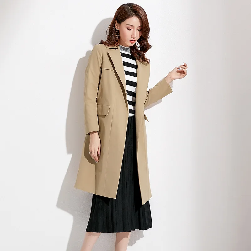 Фирменная Новинка Классический Длинный плащ пальто для Для женщин 2018 Осенняя