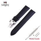 Ремешок для часов из натуральной кожи, с двойной застежкой-бабочкой, 12-24 мм