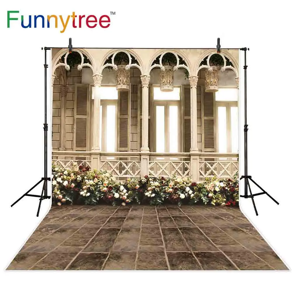 Фоны Funnytree для фотостудии дворец балкон цветок винтажные окна профессиональный