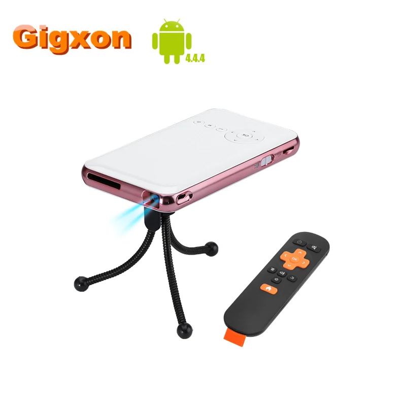 Gigxon Android 4.4.4 мини-проектор 4200 мАч батарея DLP технология Портативный 1080p 150 люмен HDMI WiFi четырехъядерный процессор домашнего использования