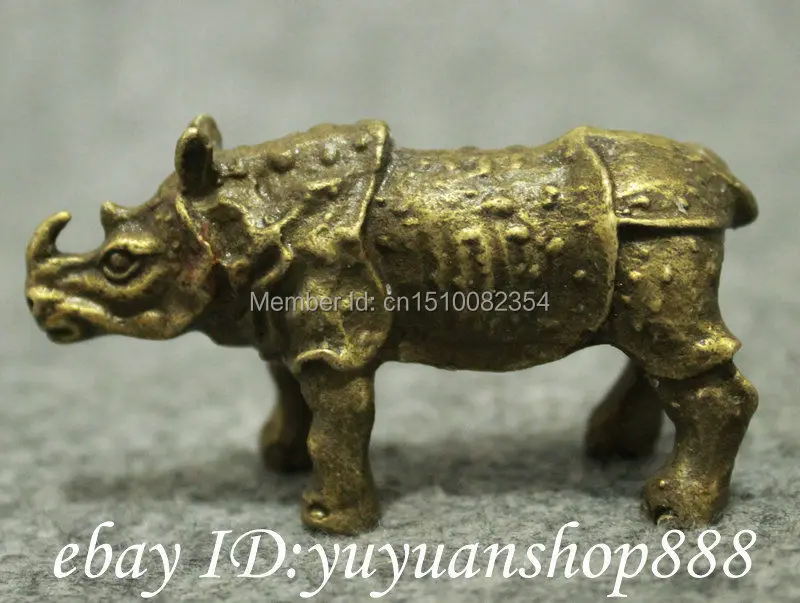 Народная китайская латунная скульптура с изображением животных быка носорога