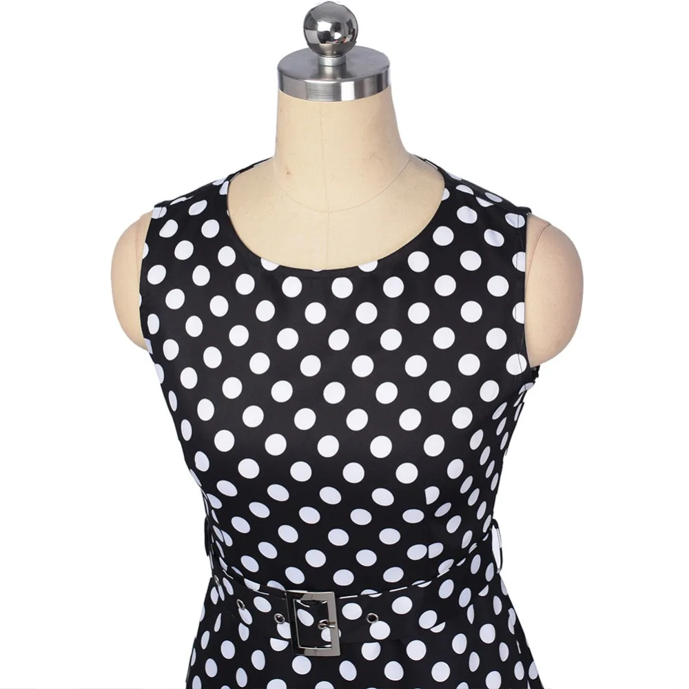 Весна и лето женщина старинные dress полька dot печати 1950 s 60 ретро рукавов о образным