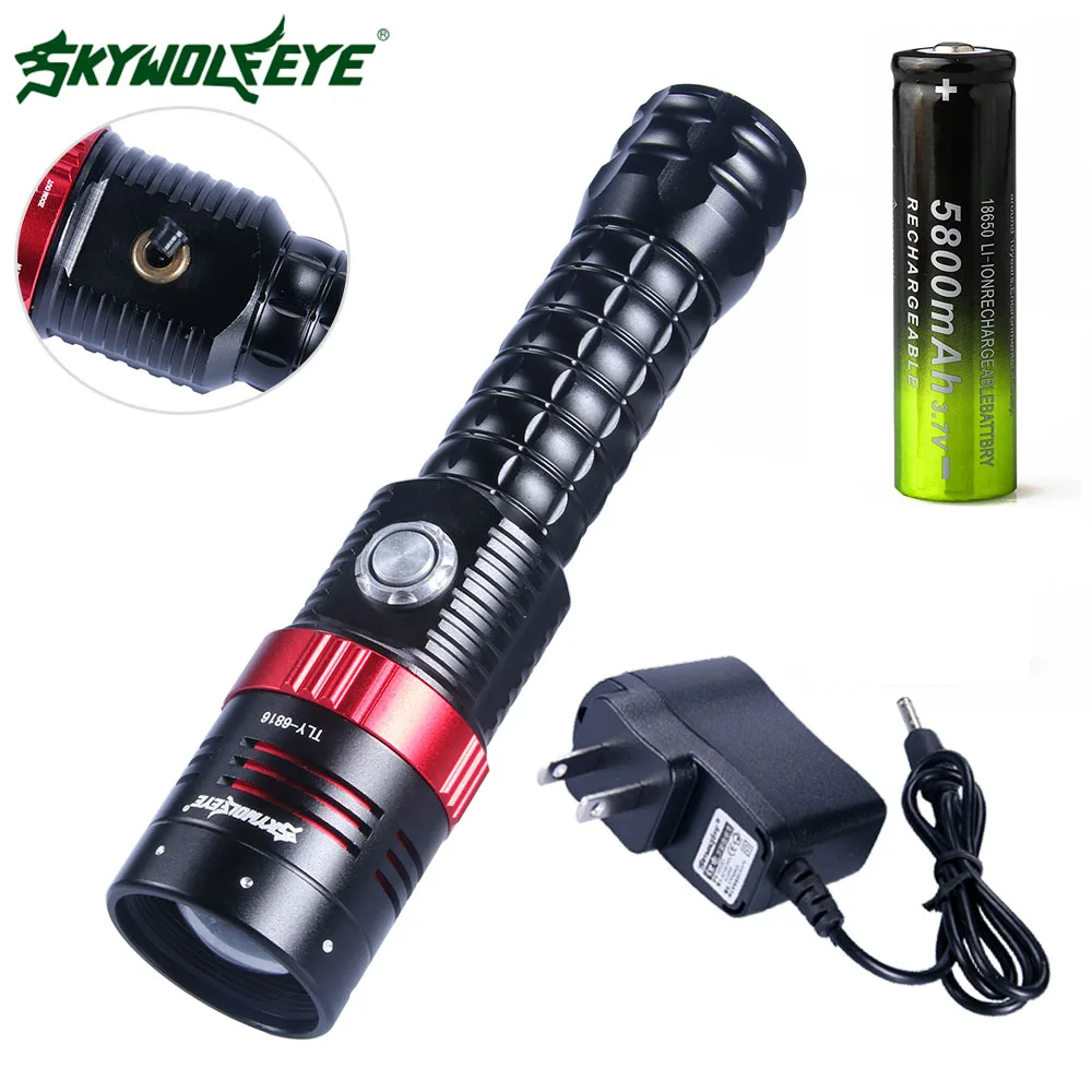 Flashlight battery Масштабируемой Тактический 18650 фонарик светодиодный Перезаряжаемые 6000Lm XM-L T6 фонарик 5 режимов Кемпинг свет+ Батарея+ зарядное устройство - Испускаемый цвет: Flashlight battery