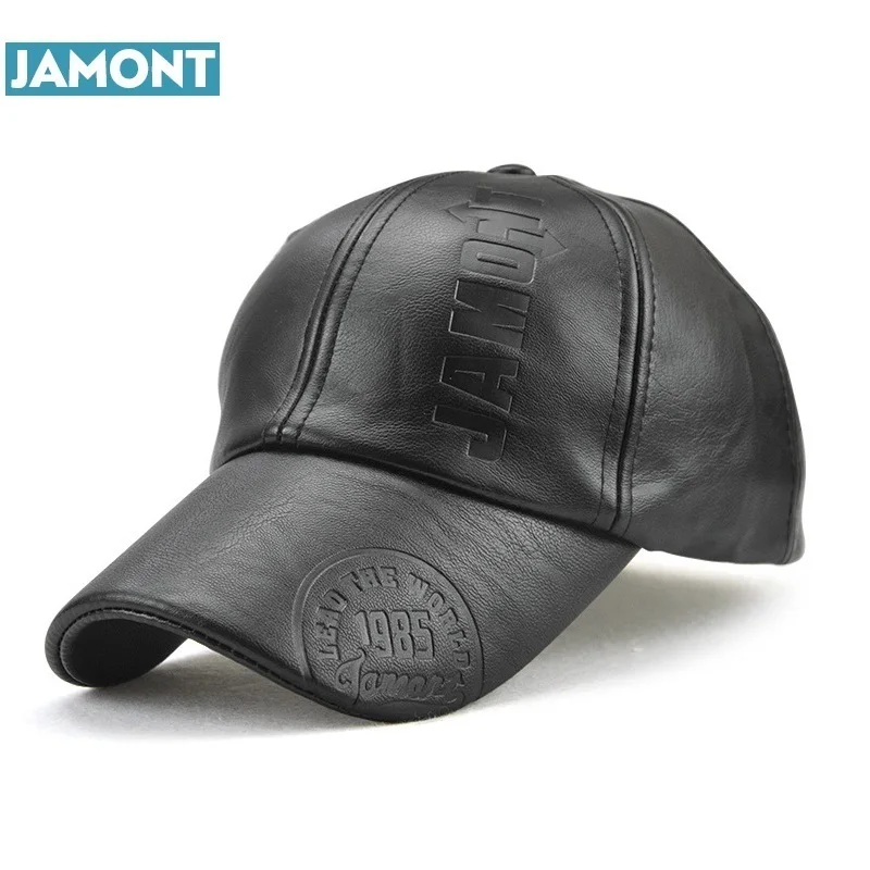 JAMONT, новая мода, высокое качество, Осень-зима, мужская кожаная шапка, кепка, повседневная Байкерская бейсболка, Мужская бейсболка