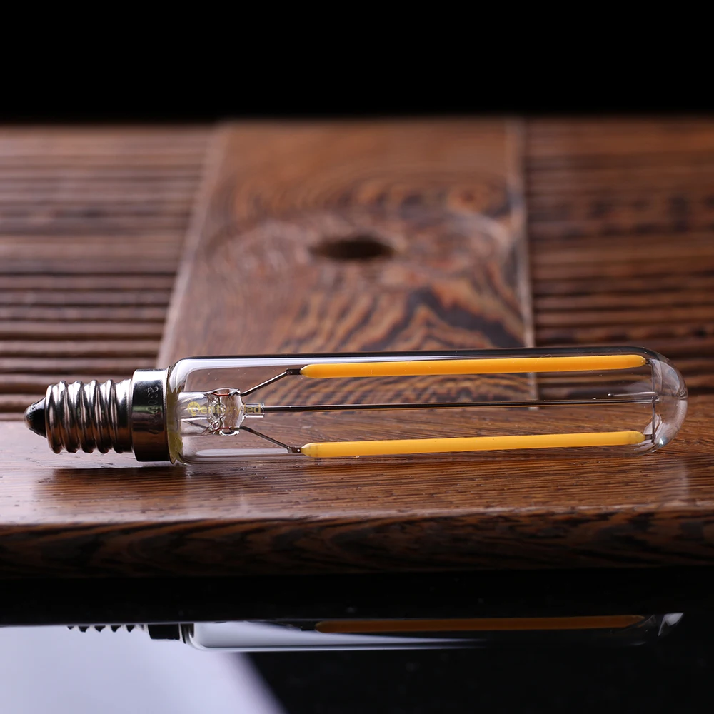 2 Вт, Edison T20/T6 светодиодный светильник, трубчатый стиль канделябры лампы накаливания, теплый белый, E12 E14 Цоколь, с регулируемой яркостью