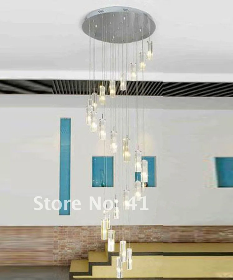 20*1,5 Вт G4 led современный лестница люстра круглый винтовая лестница хрустальные люстры свет лампы квадратный освещения лестницы candelabro - Цвет абажура: round style