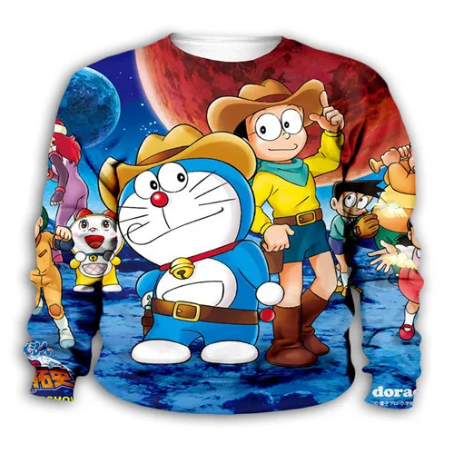 kawaii Doraemon Nobita Nobi 3D galaxy print Kids japan Cartoon anime hoodies sweatshirt baby boy girl Children casual pullover - Color: Kids  sweatshirts