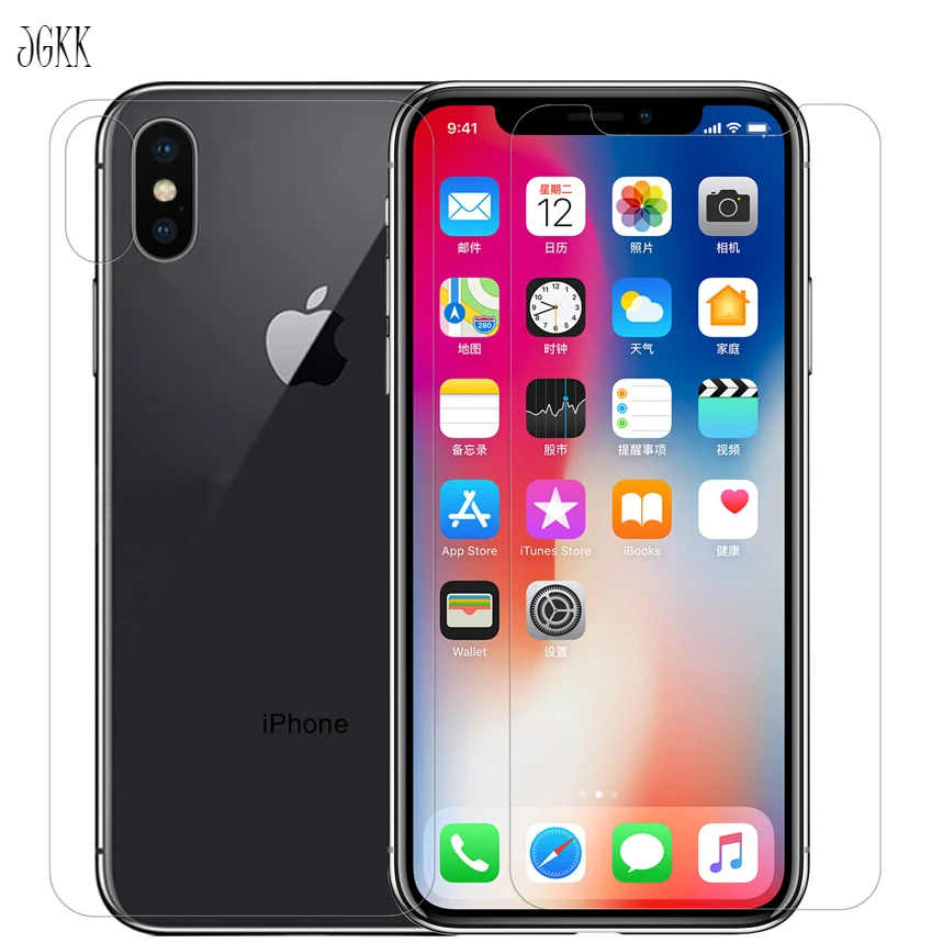 JGKK 9H прозрачное переднее + заднее закаленное стекло для Apple iPhone X 10 5 5S SE 6 6S 7 8 Plus