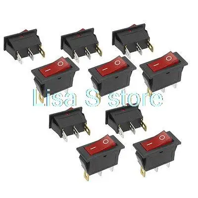 10 шт. 3 Pin SPST красный неоновый свет вкл/выкл кулисный переключатель AC 250 В/15A 125 В /20A |