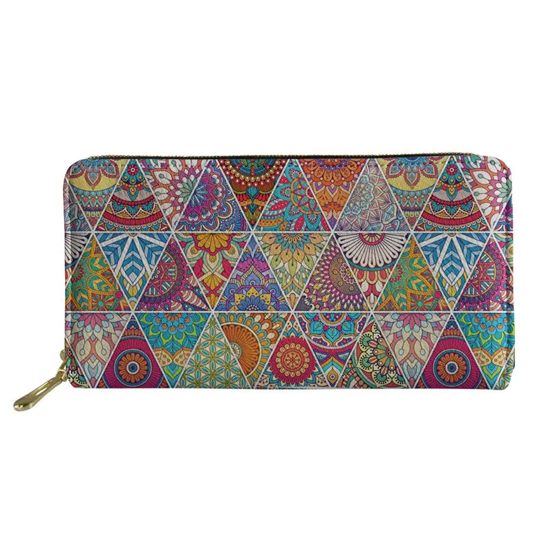 L5113Z21 FORUDESIGNS Indian Mandala Wallets Bohemian Style Women Leather Wallets Daily Coin Purse Ladies Travel Card Package Clutch Bags - Цвет: L5113Z21