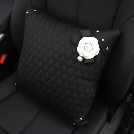 1pcs Hold pillow Цветок камелии автомобильный чехол на руль шеи подушки подголовника поясная Поддержка авто солнцезащитный козырек Сумочка для салфеток коробка ремень безопасности аксессуары - Название цвета: 1pcs Hold pillow