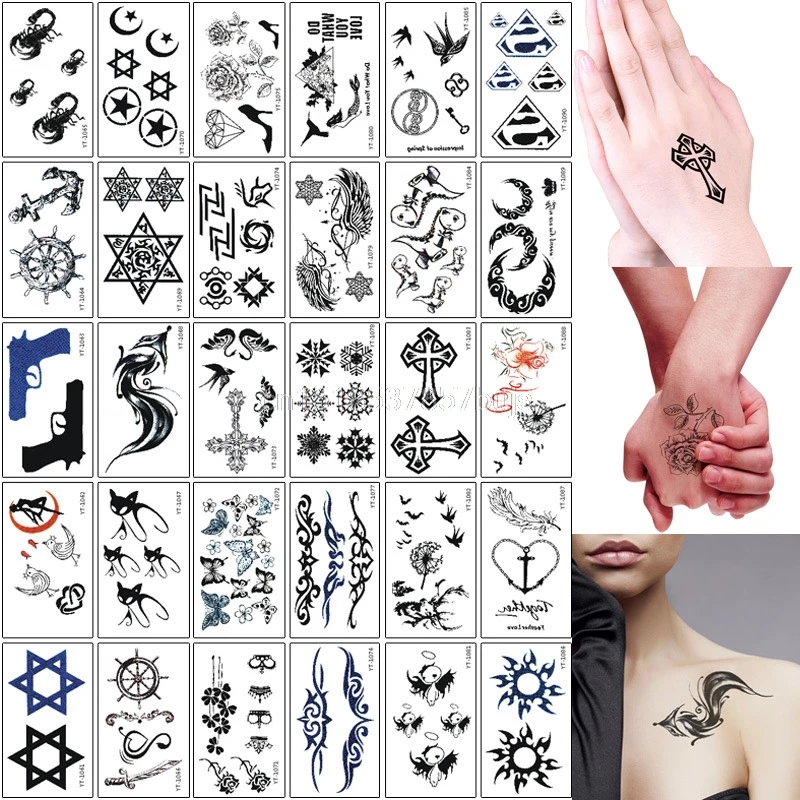30 шт./компл. Водонепроницаемый временная татуировка мультяшная наклейка животное бабочка кошка панда переводятся с помощью воды, поддельные татуировки для Для женщин Девушка Femme - Цвет: WSI