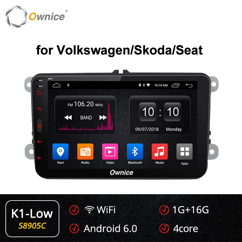 Ownice 2 Din K1 K2 Android 9,0 Восьмиядерный автомобильный dvd-плеер для Volkswagen Passat POLO GOLF Skoda Seat 4G LTE Nerwork 32GB rom - Цвет: S8905 K1-Low