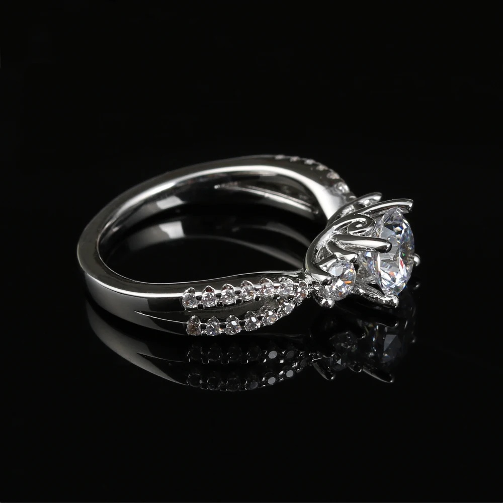 Параболы обручальное кольцо серебро Цвет Круглой Огранки AAA кубического