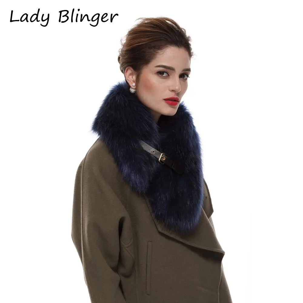 Женский темно-синий шарф из лисьего меха искусственный меховой палантин с