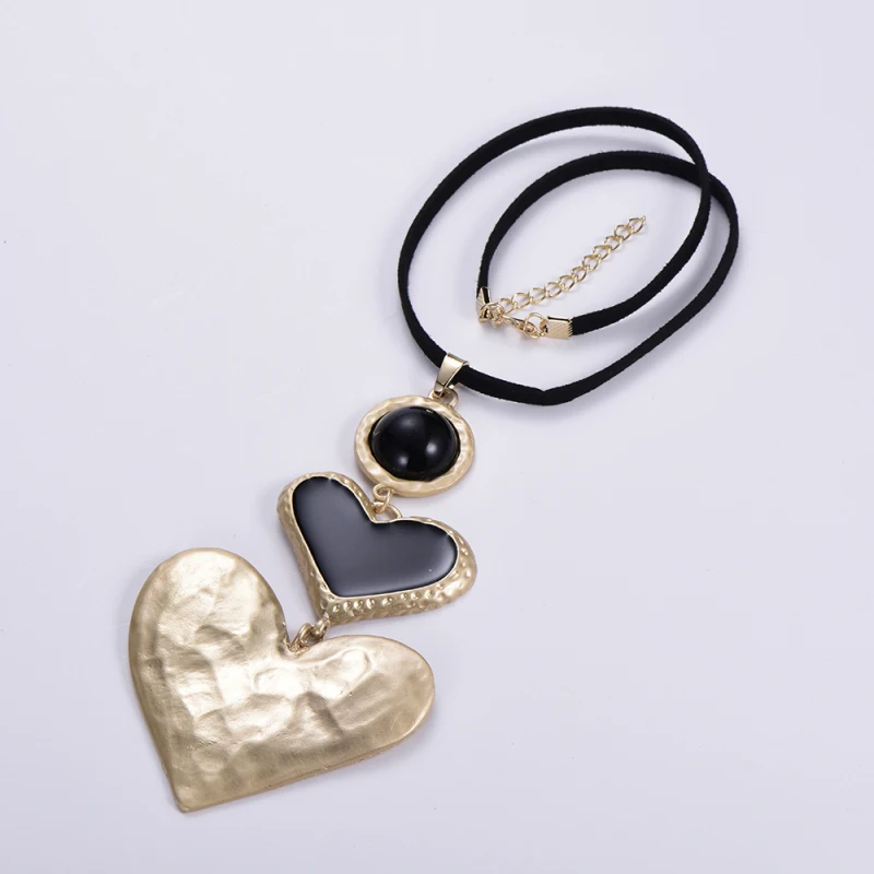 Love heart кулон ожерелья для женщин большой панк готический уникальная личность кружева цепи колье ювелирные изделия