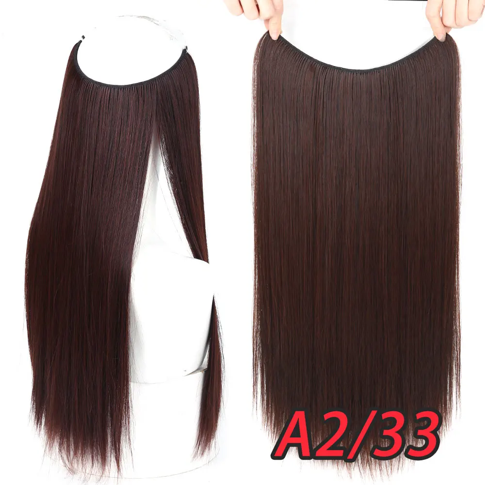 Pageup 20" Secret Fish Line Real Hair Extension One Piece Invisible Wire Wave Natural Blonde Synthetic Fake Hairpieces - Цвет: YX01-2.33