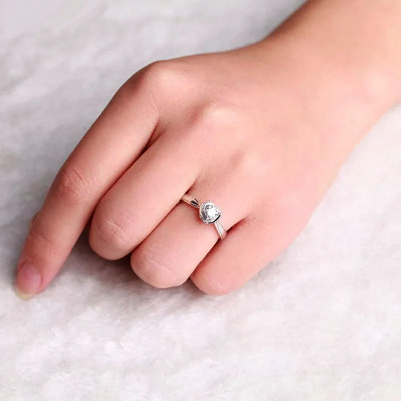 Ювелирные изделия из стерлингового серебра 925 пробы в форме сердца обручальные