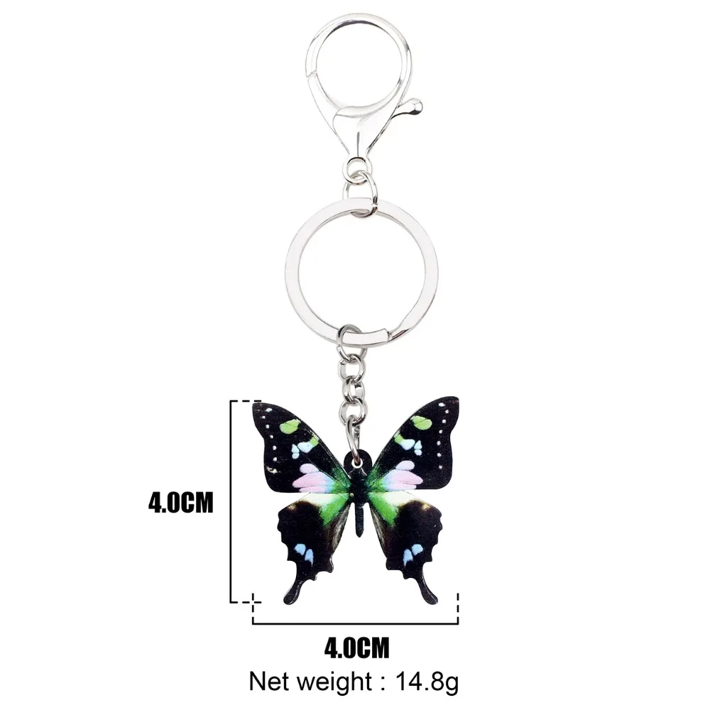 Bonsny Acrylic Hot Guinea Graphium Weiskei Butterfly Key Chain Keychain Ring Insect Jewelry For Women Girls Bag Car Purse Charms | Украшения