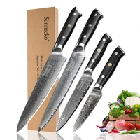 sunnecko 4pcs kitchen knives set chef slicing utility paring knife damascus steel japanese vg10 blade g10 handle cooking tools