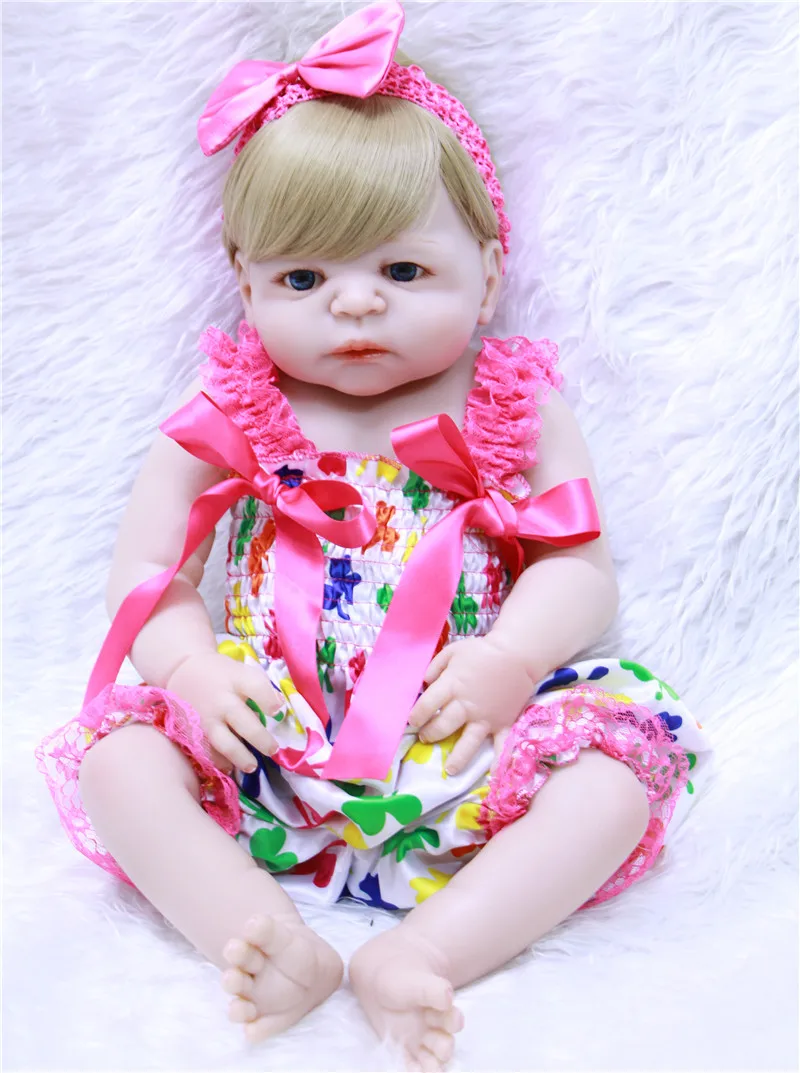 

Full Body Silicone Reborn Baby Doll Toys Lifelike bebe girl reborn Baby Doll Child bonecas Brinquedos Bathe Toy 55cm