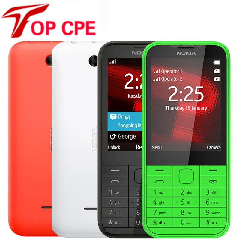 Оригинальный разблокированный мобильный телефон Nokia 225 с одним ядром экраном 2 8