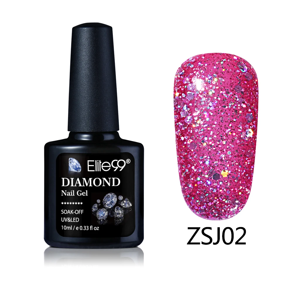 ZSJ02 Elite99 10 мл 3D бриллиантовый Гель-лак с блестками лак для ногтей с блестками Гель УФ Гели Soak Off светодиодный блестящие, семиперманентный лаковое гелевое покрытие для ногтей - Цвет: ZSJ02