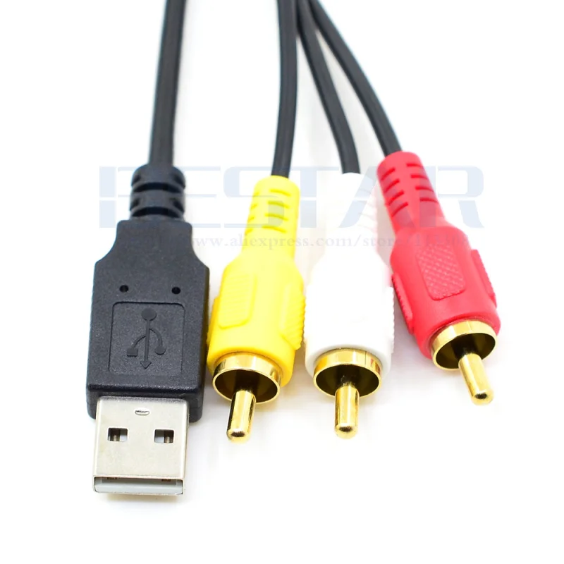 1 м/3 фута USB 2 0 и 3 RCA штекер к USB2.0 5 мм гнездо панель приборной панели Aux