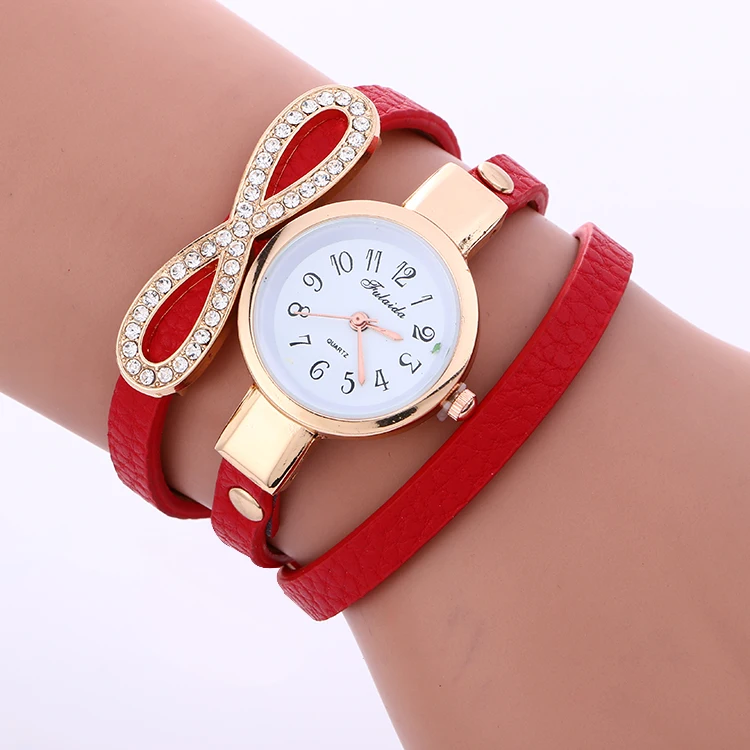 100 шт./лот 918058 модные женские часы infinity с кожаным ремешком Элегантные наручные для