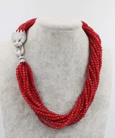 13rows red jade round 4mm faceted necklace 19inch wholesale beads nature fppj woman 2017