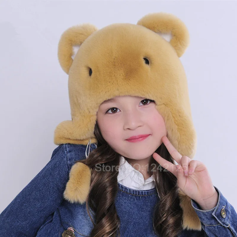 Шапка для маленьких мальчиков и девочек сезон осень-зима Настоящий мех кролика