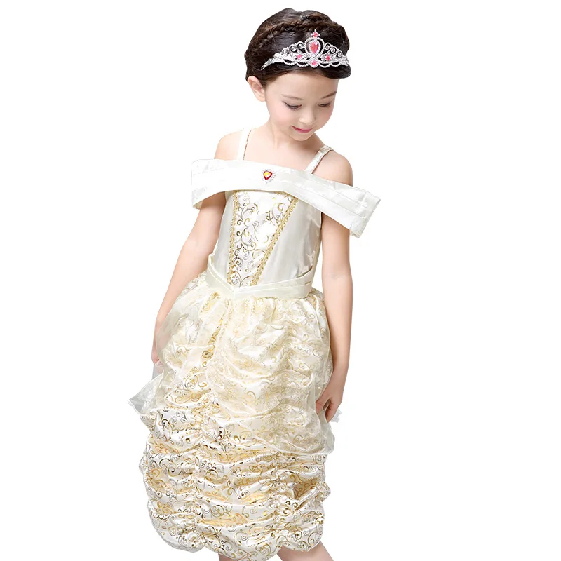 MOONIGHT Girl Princess Dress Children Belle Costume Deluxe Cosplay Party Dresses Gown Kids Up | Тематическая одежда и
