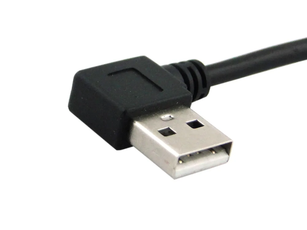 Черный Удлинительный кабель 20 см с левым/правым углом 90 градусов USB 2 0 тип А штекер