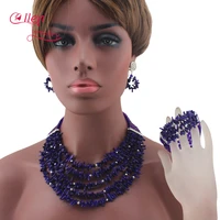 fashion new african beads jewelry set purple coral beads bride jewelry nigerian wedding african beads jewelry set w13901