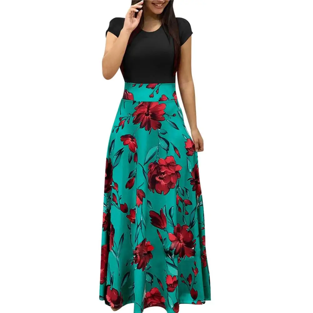 Boho Для женщин Цветочный Макси платье Летний пляж длинные богемный сарафан