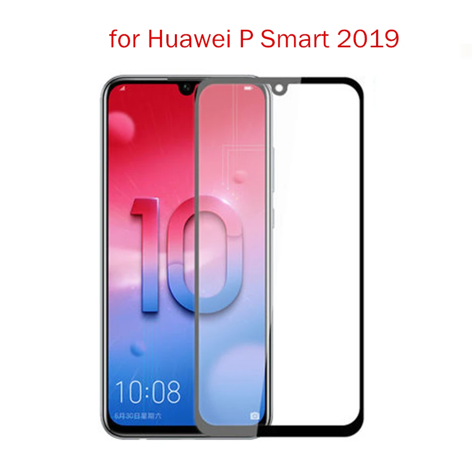 Закаленное защитное стекло для Huawei P Smart 2019 Черная защитная пленка с защитой от