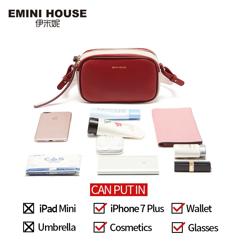 Женская сумка мессенджер EMINI HOSUE стильная квадратная из сплит кожи с зернистой