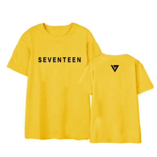 Mainlead KPOP Seventeen футболка с бриллиантовым краем, повседневные топы с надписью - Цвет: YELLOW