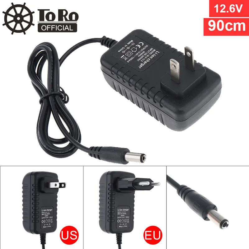 90cm 12.6V TORO EU Charger 110cm 12.6V Power Adapter Charger with EU Plug and US Plug for Lithium Electric Drill / Electric Screwdriver - Цвет: 90cm 12.6V
