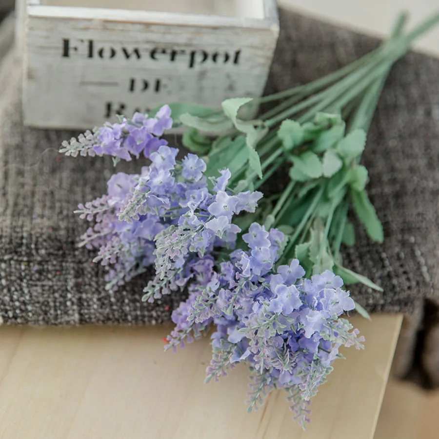 10 голов романтика, Прованс, лаванда, шелк, искусственные цветы, фиолетовый букет, пластик, искусственный цветок, белый для украшения дома, свадьбы